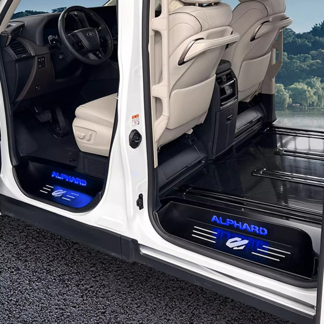 For Toyota Alphard Vellfire AGH30 AGH40 AH40 LED Door Side Step Sill Plate Stainless Steel Door Side Sill Step Plate