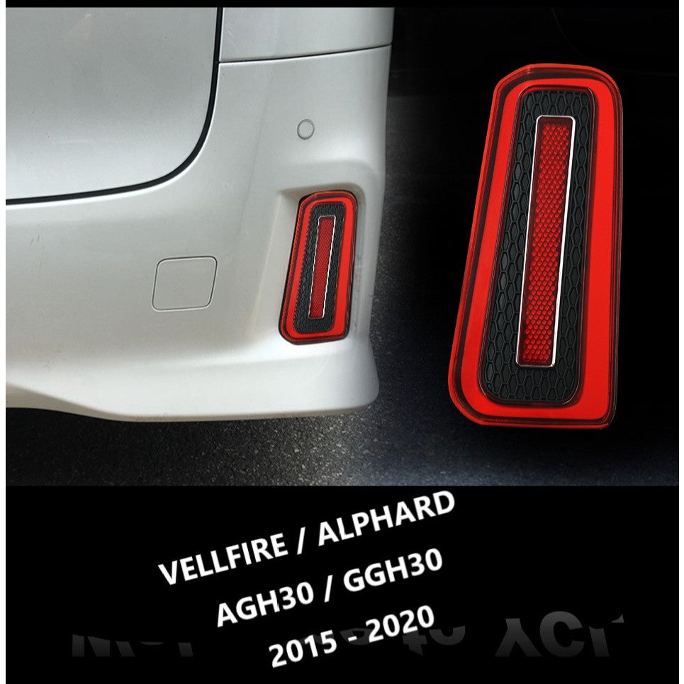 For Toyota Alphard Vellfire AGH30 2015-2021 Led Rear Bumper Reflector Brake Running Light Lamp 2Color Red