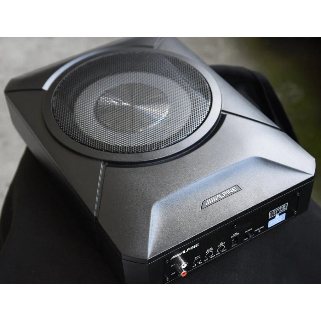 Alpine 8" Active Car Underseat Subwoofer Slim & Compact Active Sub Woofer PWE-S800