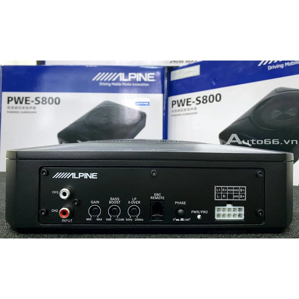 Alpine 8" Active Car Underseat Subwoofer Slim & Compact Active Sub Woofer PWE-S800