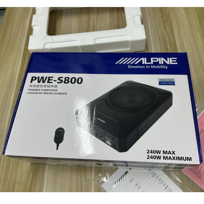 Alpine 8" Active Car Underseat Subwoofer Slim & Compact Active Sub Woofer PWE-S800