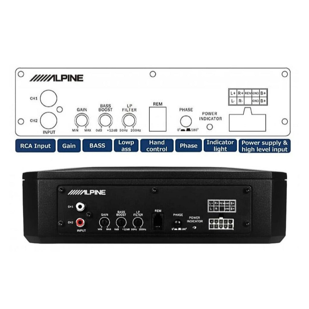 Alpine 8" Active Car Underseat Subwoofer Slim & Compact Active Sub Woofer PWE-S800