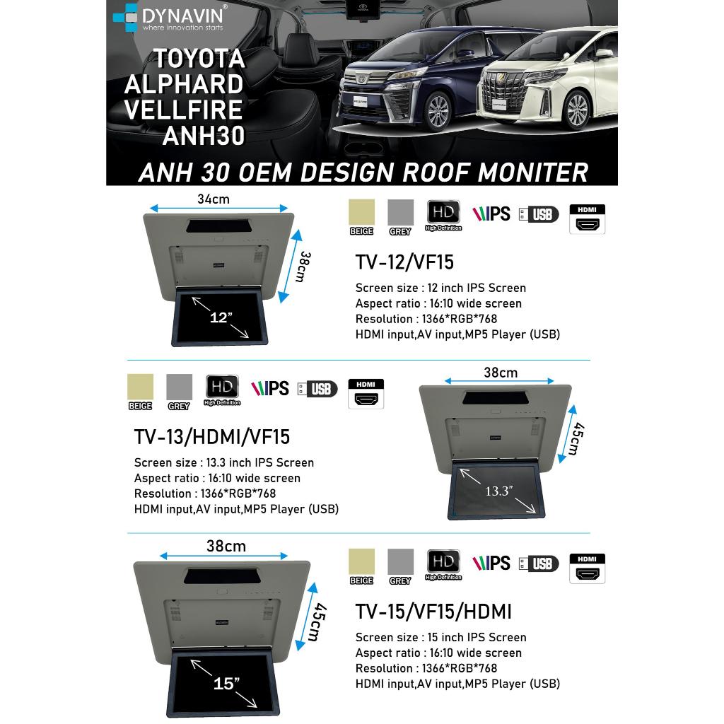 Jbi Plus Toyota Vellfire Alphard Agh30 Dynavin Roof Monitor Full HD