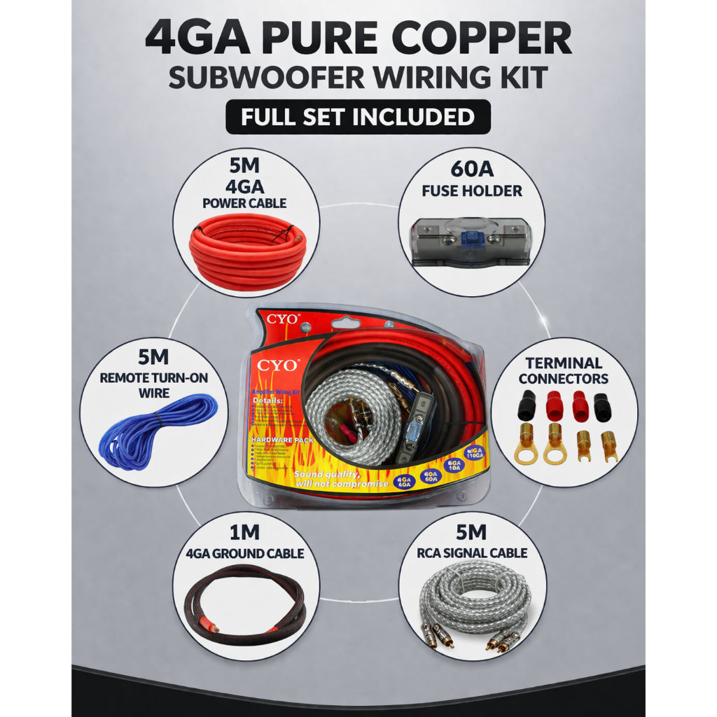 8GA 4GA Complete Amplifier Wiring Kit - Car Audio Pure Copper Wiring Cable, 8GA Oxygen-Free Copper Power Cable