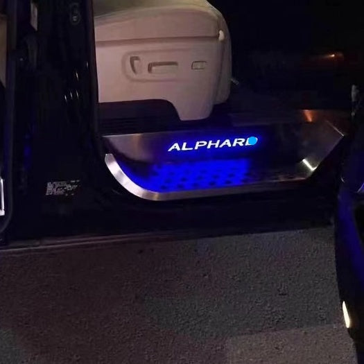 For Toyota Alphard Vellfire AGH30 LED Door Side Step Sill Plate Stainless Steel Door Side Sill Step Plate
