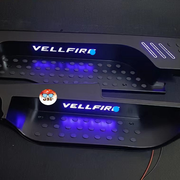 For Toyota Alphard Vellfire AGH30 LED Door Side Step Sill Plate Stainless Steel Door Side Sill Step Plate