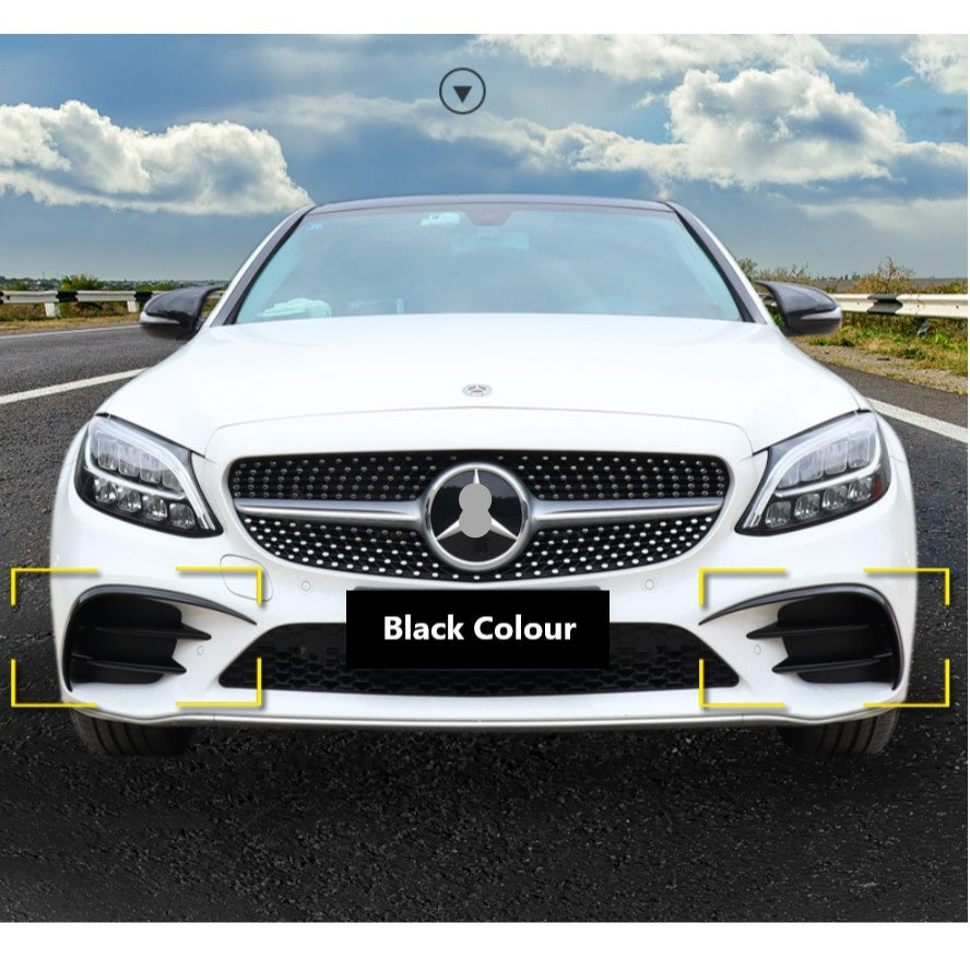For Mercedes W205 Canard Facelift 2018-2021 ABS front bumper diffuser knife decorative
