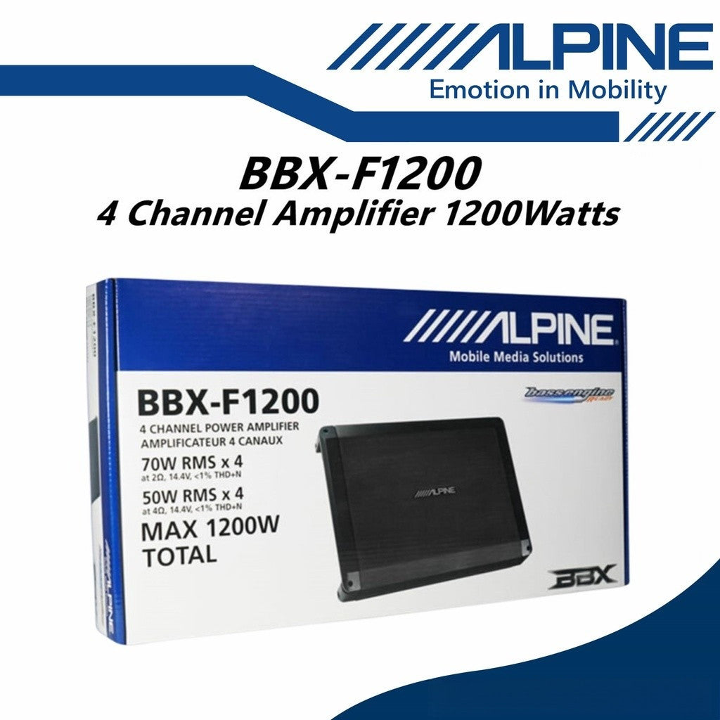 Alpine 4 Channel Amplifier Class A/B Power 4/3/2 Ch Power Amp (1200W) BBX-F1200