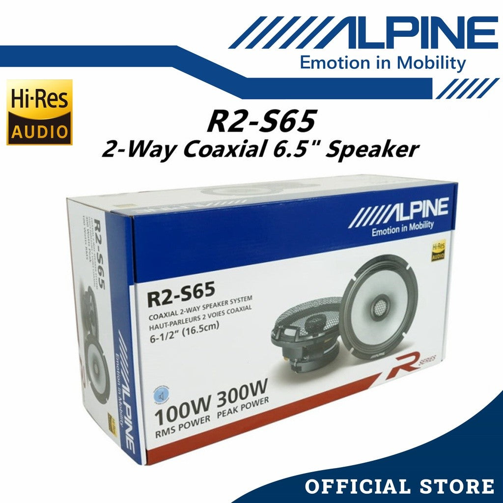 Alpine R-Series Hi-Res 2 Way Coaxial Car Speaker Peak Power (300W/6.5") R2-S65