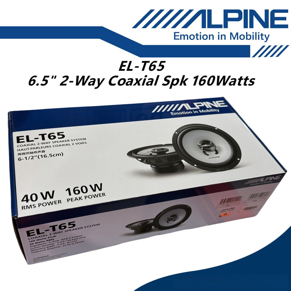 Alpine 6.5" Inch 2 Way Coaxial Car Speaker 160 Watts Car Spk EL-T65