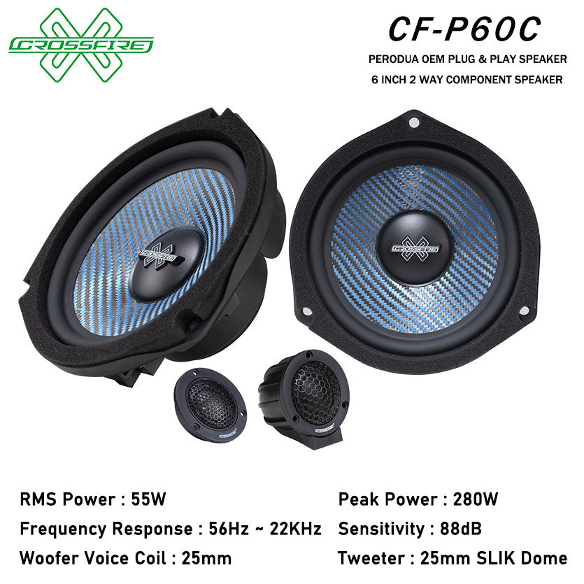 CROSSFIRE OEM 2 Way Component Speaker P60C For Perodua Plug & Play