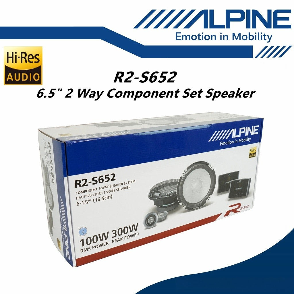 Alpine R-Series Pro 6.5" Hi-Res 2 Way Component Car Speaker Set R2-S652