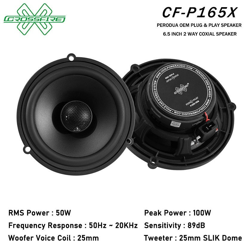 CROSSFIRE OEM 6.5 INCH 2 Way Coxial Speaker P165X For Perodua Plug & Play