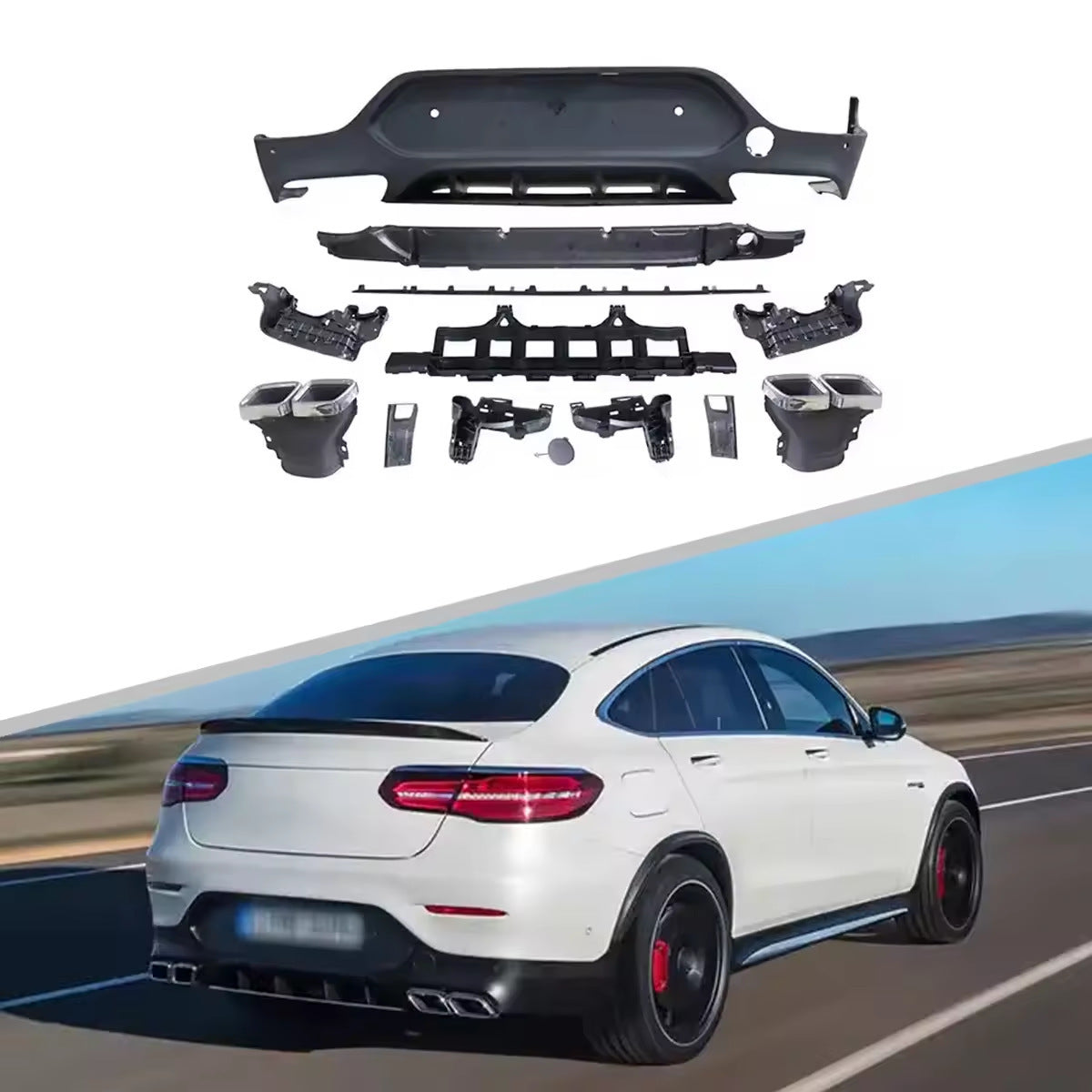 For Mercedes Benz GLC Coupe W253 C253 Rear Diffuser