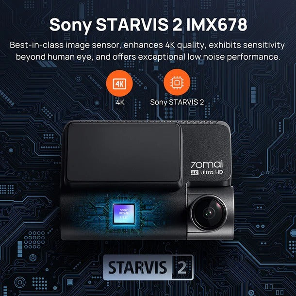 70mai Dash Cam 4K A810 with Sony STARVIS 2 IMX678, Supports 4G Connectivity & Dual HDR