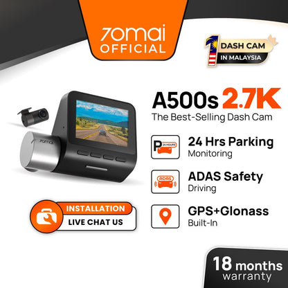 70mai A500S Dashcam PRO PLUS+ Car Recorder 1944P Rear Cam GPS App Control Night Vision Dual Vision A500