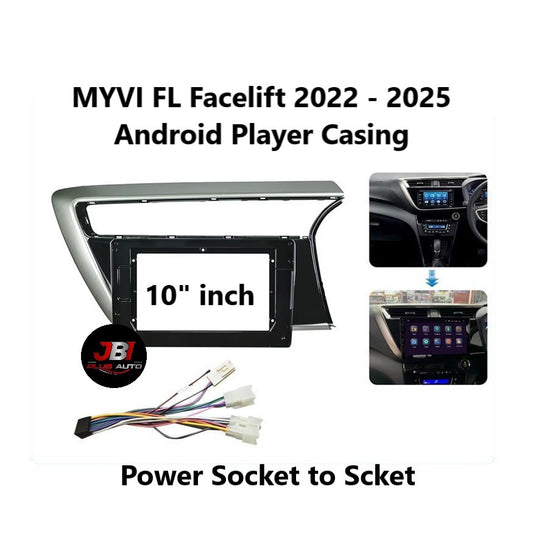 New Perodua MYVI FL Facelift 2022 - 2025 Android Player Casing 10" inch with Socket Power Reverse Camera IN (SILVER)