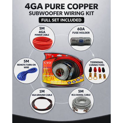8GA 4GA Complete Amplifier Wiring Kit - Car Audio Pure Copper Wiring Cable, 8GA Oxygen-Free Copper Power Cable