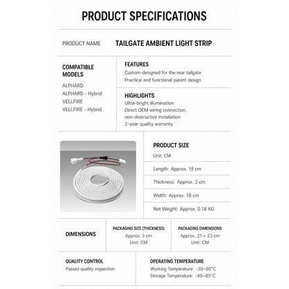 Toyota Alphard Vellfire Agh30 Agh40 Ambient lighting strip in the trunk