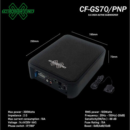 Crossfire 6.5" PLUG & PLAY ACTIVE SUBWOOFER CF-GS70/PNP