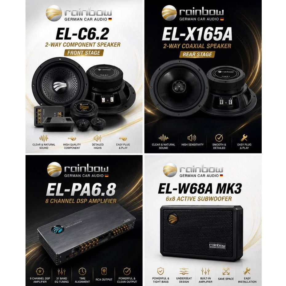 Rainbow DSP Active Subwoofer Complete Car Audio Package