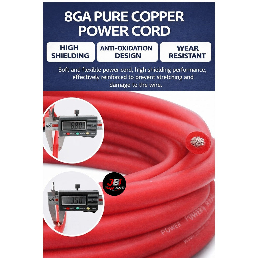 8GA 4GA Complete Amplifier Wiring Kit - Car Audio Pure Copper Wiring Cable, 8GA Oxygen-Free Copper Power Cable