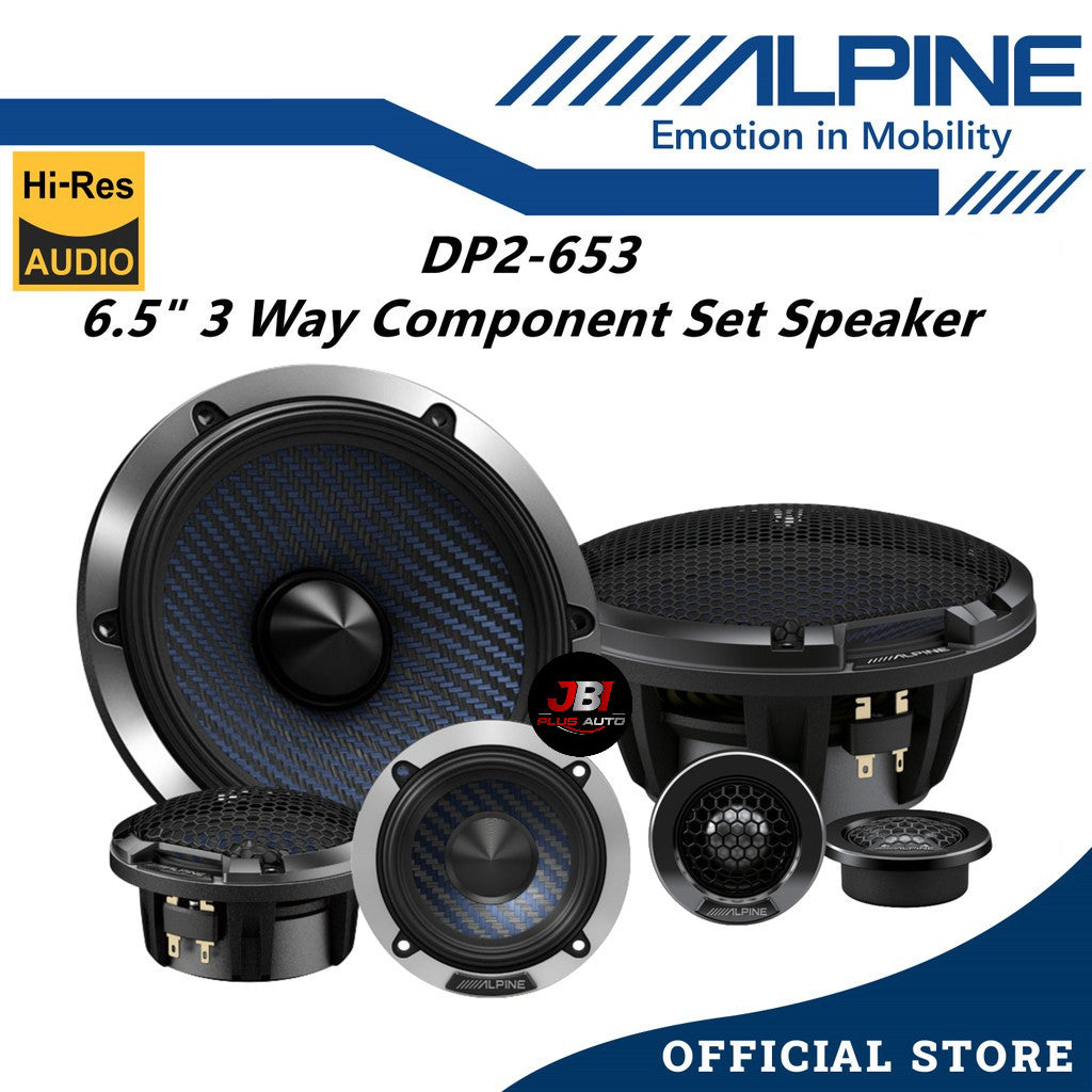 Alpine 3 Way 6.5" Hi-Res Component Car Speaker Set 240 Watts Mid Range With Tweeter DP2-653