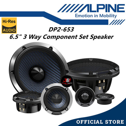 Alpine 3 Way 6.5" Hi-Res Component Car Speaker Set 240 Watts Mid Range With Tweeter DP2-653