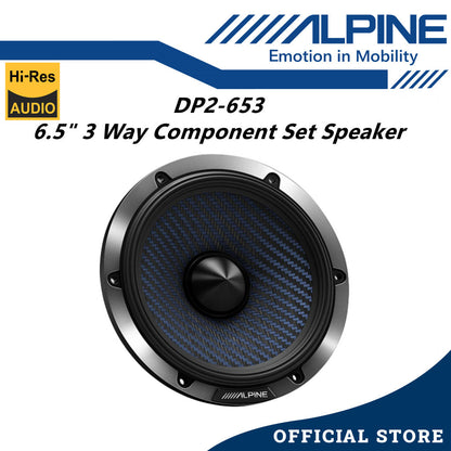 Alpine 3 Way 6.5" Hi-Res Component Car Speaker Set 240 Watts Mid Range With Tweeter DP2-653