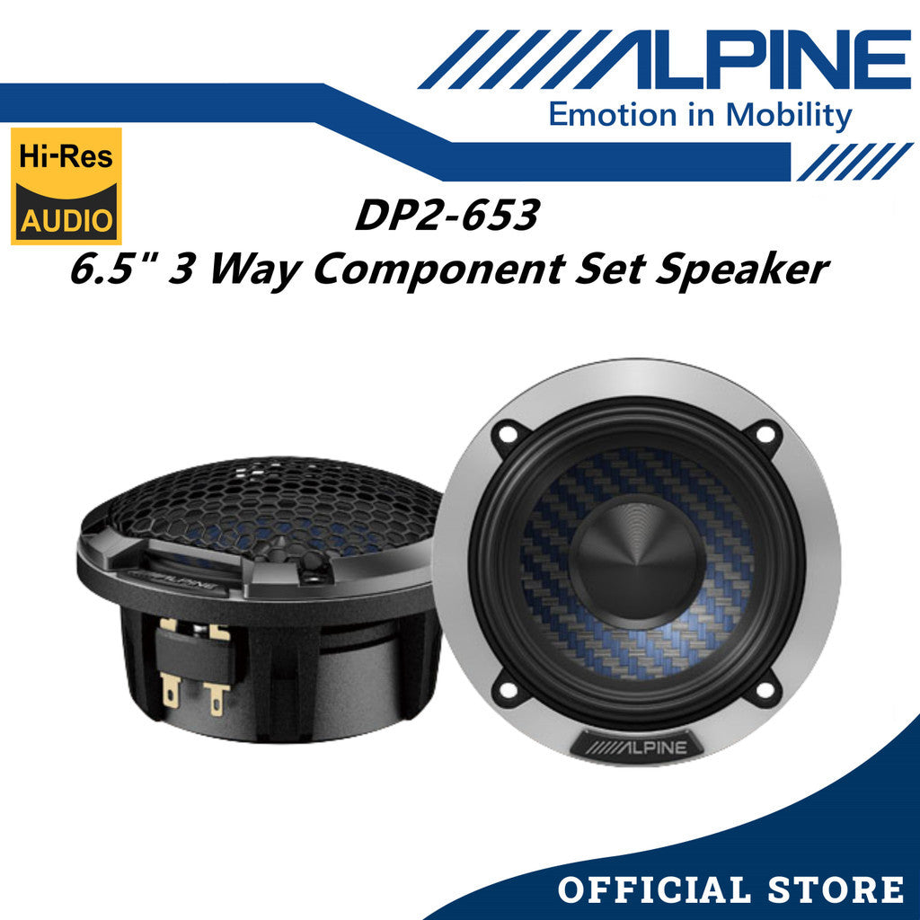 Alpine 3 Way 6.5" Hi-Res Component Car Speaker Set 240 Watts Mid Range With Tweeter DP2-653