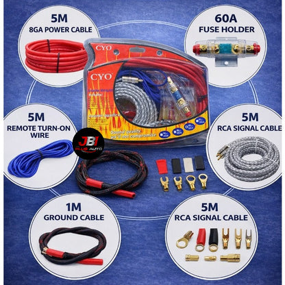 8GA 4GA Complete Amplifier Wiring Kit - Car Audio Pure Copper Wiring Cable, 8GA Oxygen-Free Copper Power Cable