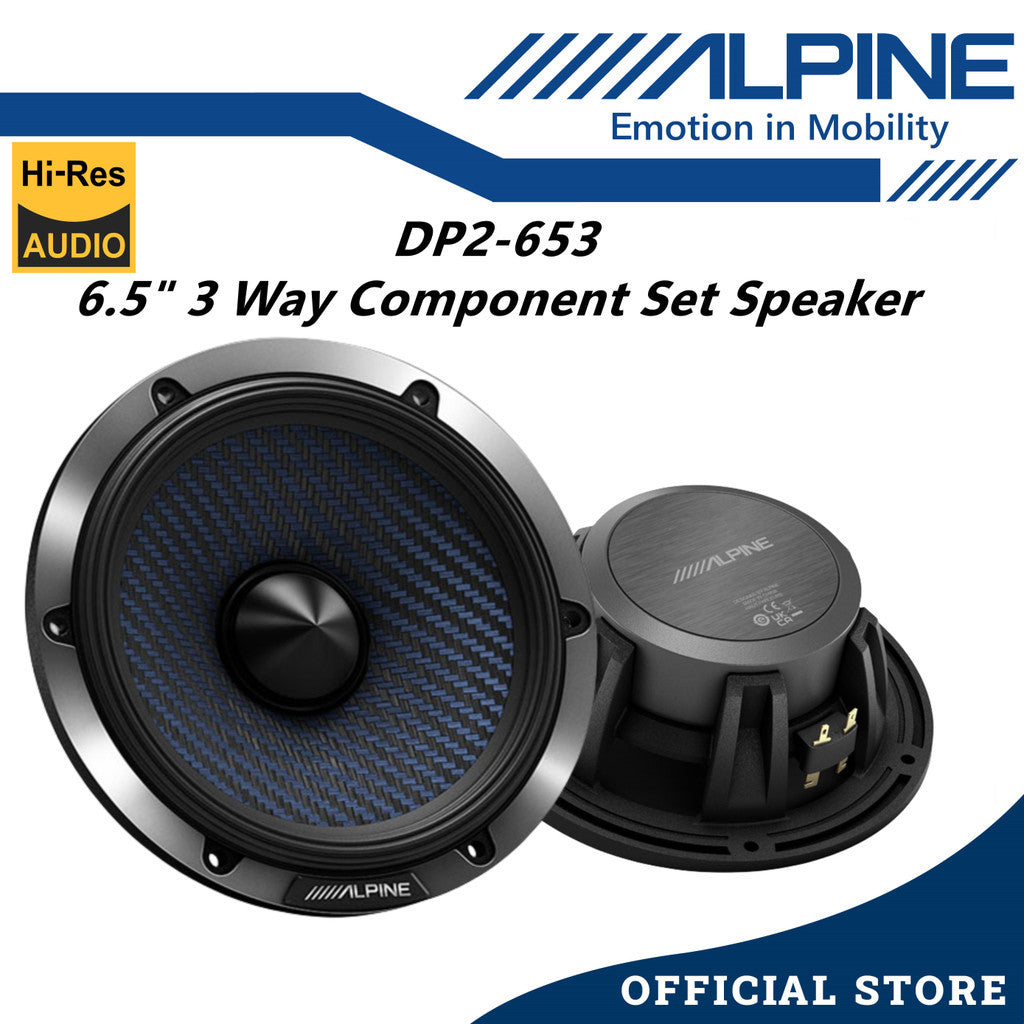 Alpine 3 Way 6.5" Hi-Res Component Car Speaker Set 240 Watts Mid Range With Tweeter DP2-653