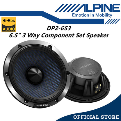 Alpine 3 Way 6.5" Hi-Res Component Car Speaker Set 240 Watts Mid Range With Tweeter DP2-653