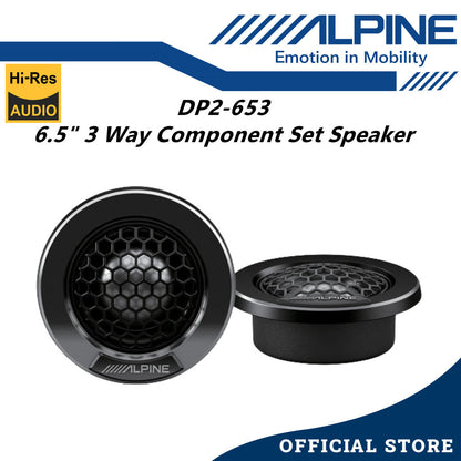 Alpine 3 Way 6.5" Hi-Res Component Car Speaker Set 240 Watts Mid Range With Tweeter DP2-653
