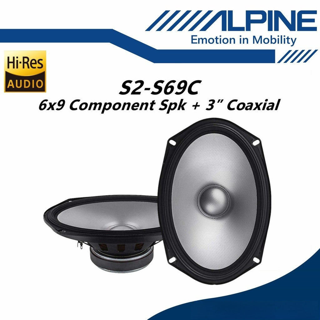 Alpine 6x9 Component Speaker With Coaxial Set Hi-Res Audio Component Speaker System (3") S2-S69C