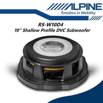 Alpine 10" Subwoofer Shallow-Mount Woofer 1800W Peak Power RS-W10D4
