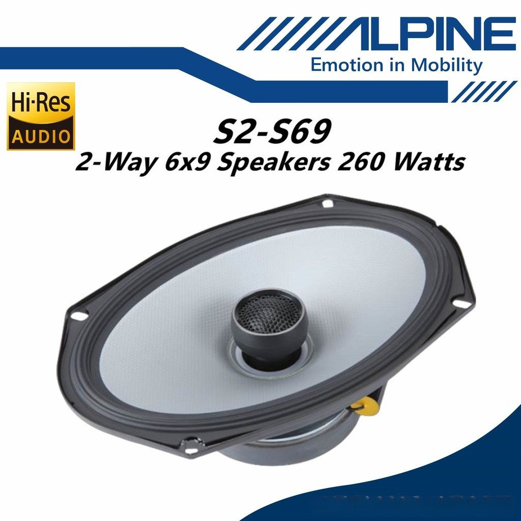 Alpine S-Series Hi-Res 2 Way Coaxial Car Speaker (6 x 9") S2-S69