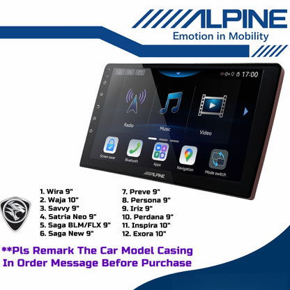 Alpine 2+32GB Car Android player 9" Or 10" Original Version Android 12 Ply For Toyota Honda Proton Perodua iNE-AW409S