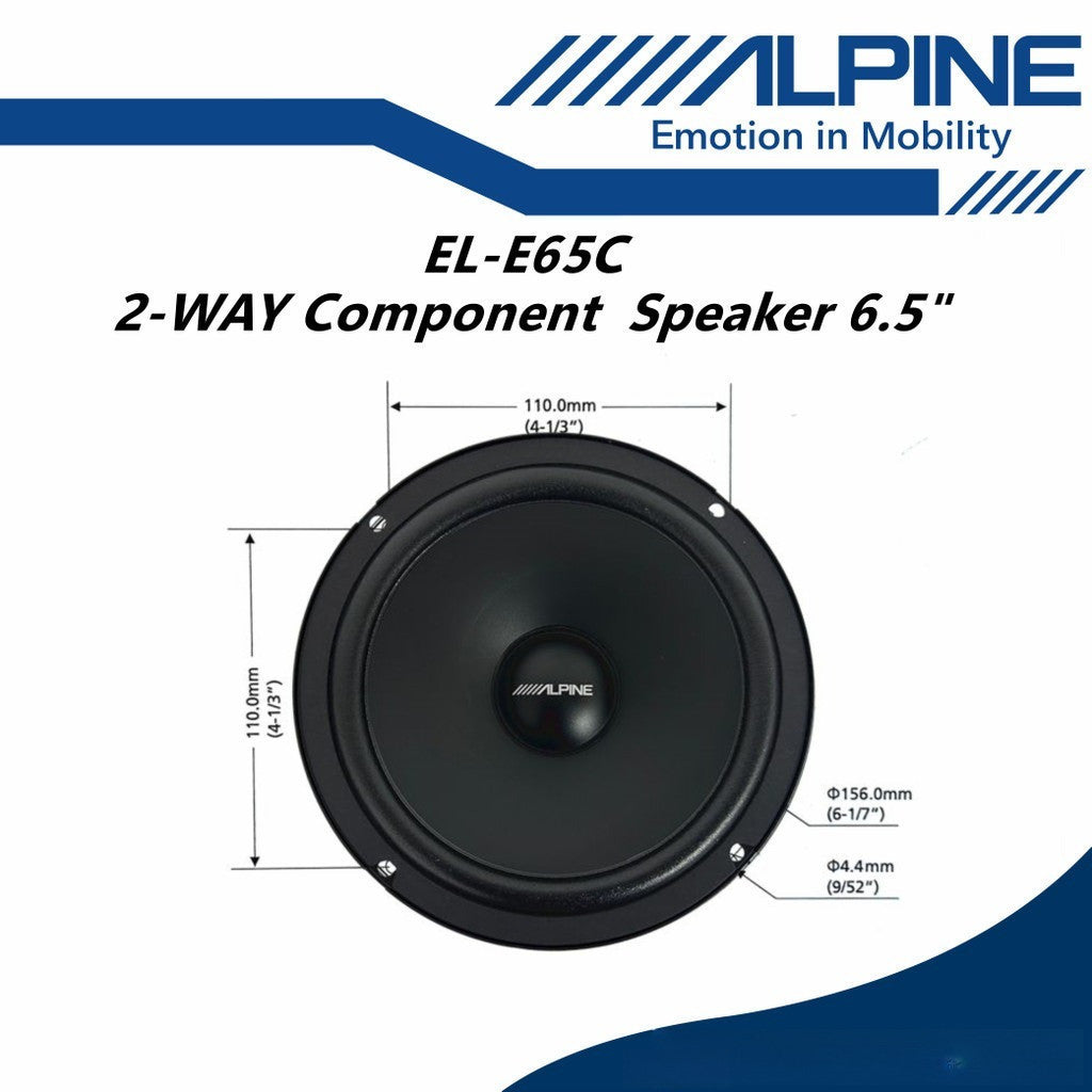 Alpine 6.5" E Series 2 Way Component Speaker Set EL-E65C