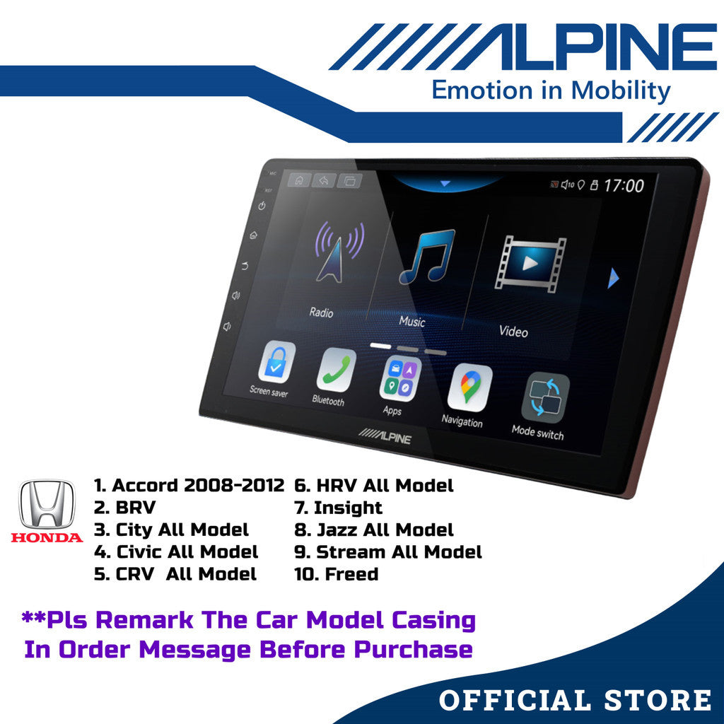 Alpine 2+32GB Car Android player 9" Or 10" Original Version Android 12 Ply For Toyota Honda Proton Perodua iNE-AW409S