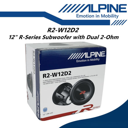 Alpine R Series 12" Subwoofer with Dual 2-Ohm Voice Coils Woofer 12 Inch R2-W12D2