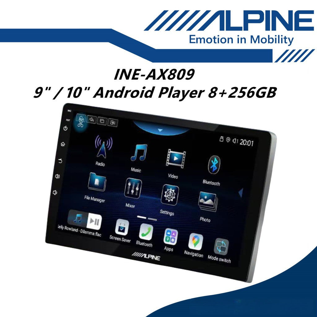 Alpine 8+256GB Car Android player 9" Or 10" Ply For Toyota Honda Proton Perodua iNE-AX809