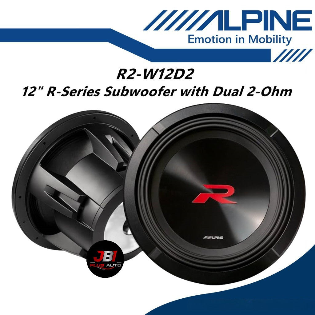Alpine R Series 12" Subwoofer with Dual 2-Ohm Voice Coils Woofer 12 Inch R2-W12D2