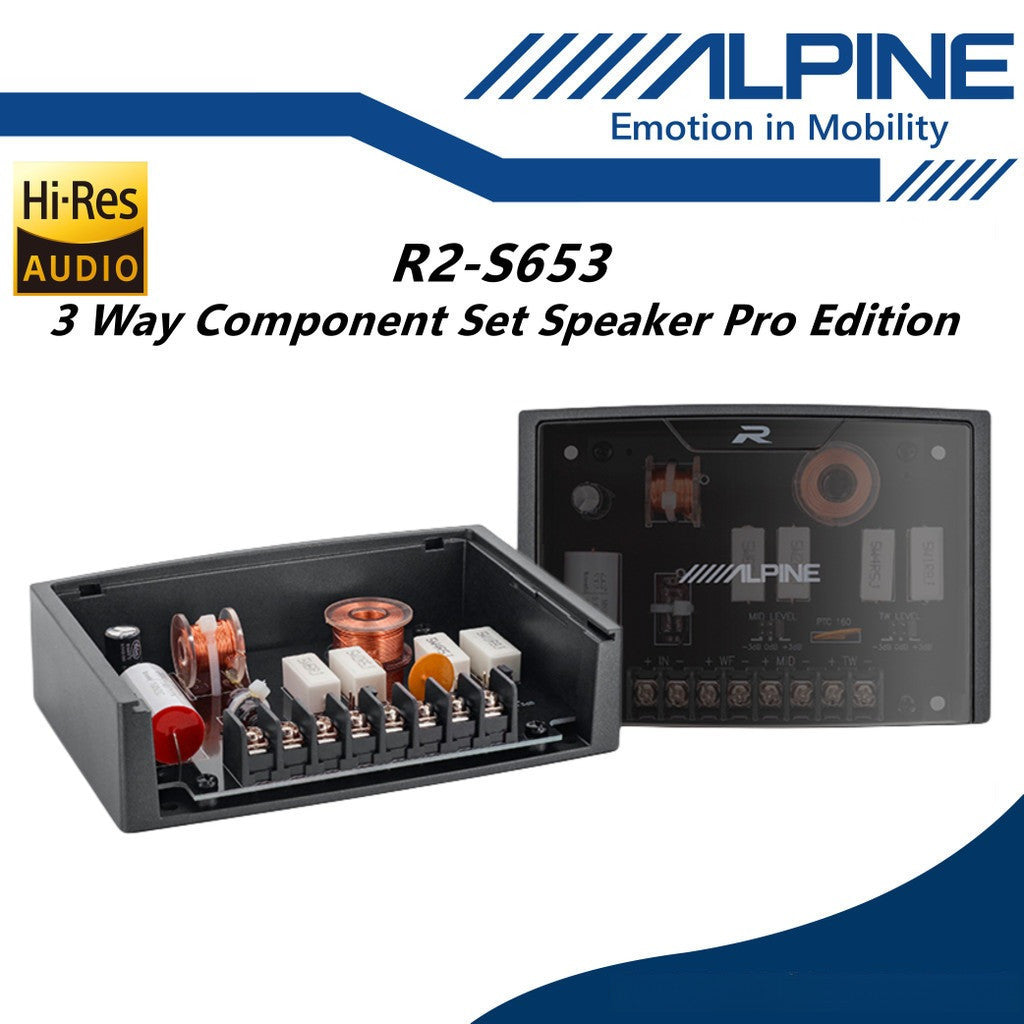 Alpine R-Series 6.5" Hi-Res Pro 3 Way Component Car Speaker Set R2-S653