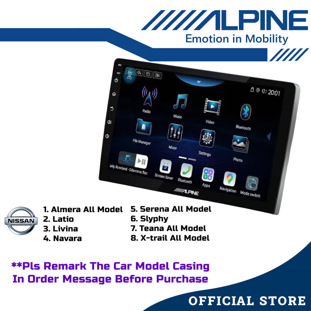 Alpine 8+256GB Car Android player 9" Or 10" Ply For Toyota Honda Proton Perodua iNE-AX809
