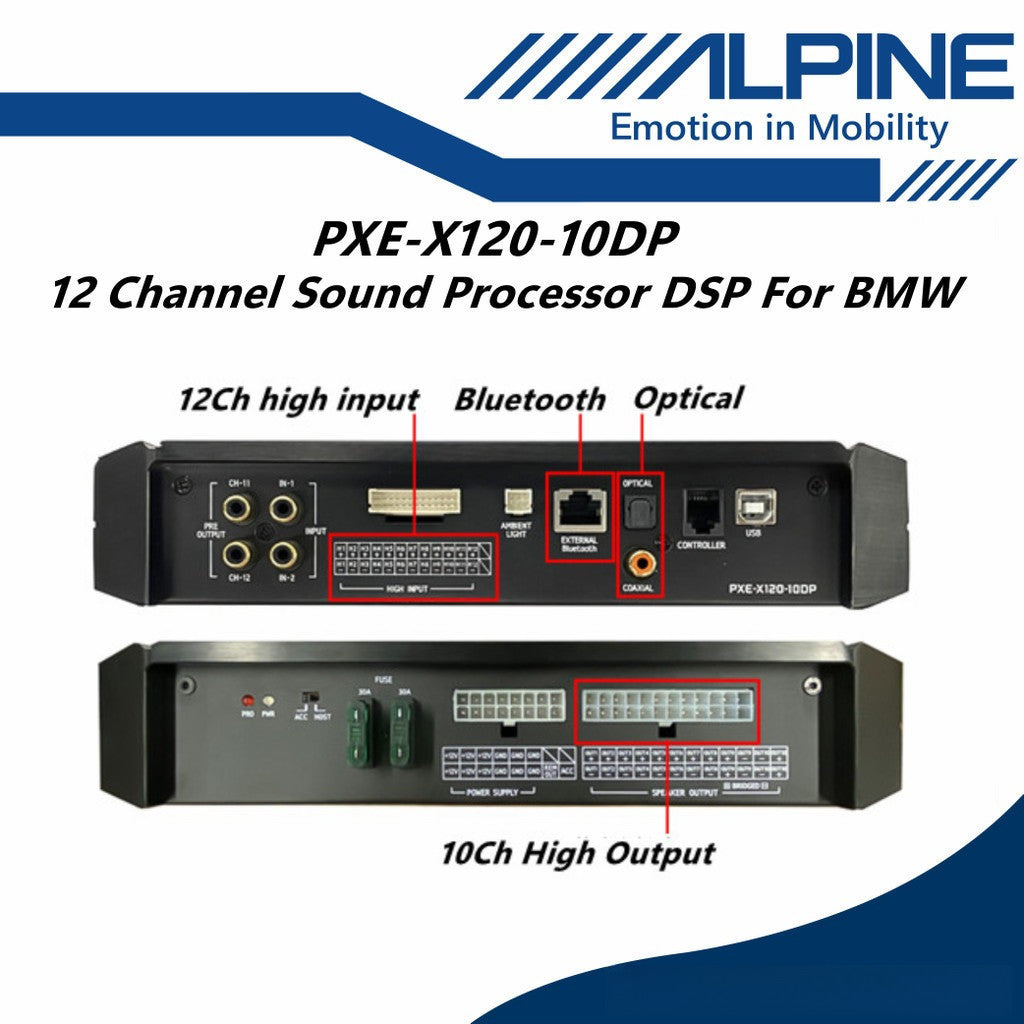 Alpine 12Ch Sound Processor DSP For BMW Exclusive 12 Channel Sound System For BMW PXE-X120-10DP