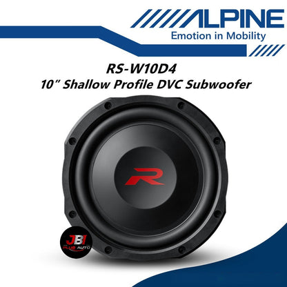 Alpine 10" Subwoofer Shallow-Mount Woofer 1800W Peak Power RS-W10D4