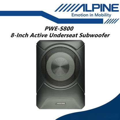 Alpine 8" Active Car Underseat Subwoofer Slim & Compact Active Sub Woofer PWE-S800