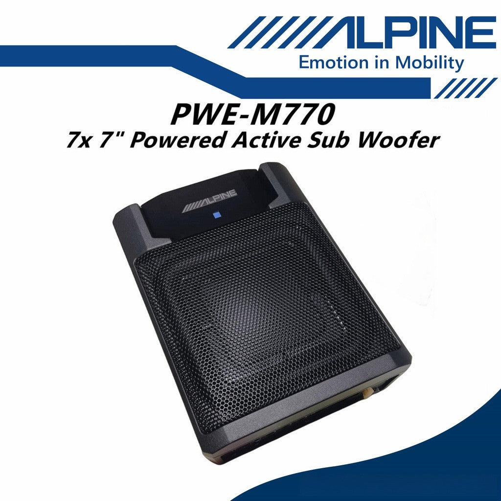 Alpine Underseat Active Powered Subwoofer (300W/7x7") PWE-M770