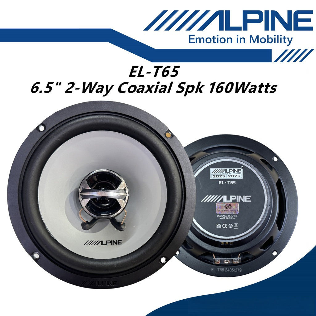 Alpine 6.5" Inch 2 Way Coaxial Car Speaker 160 Watts Car Spk EL-T65